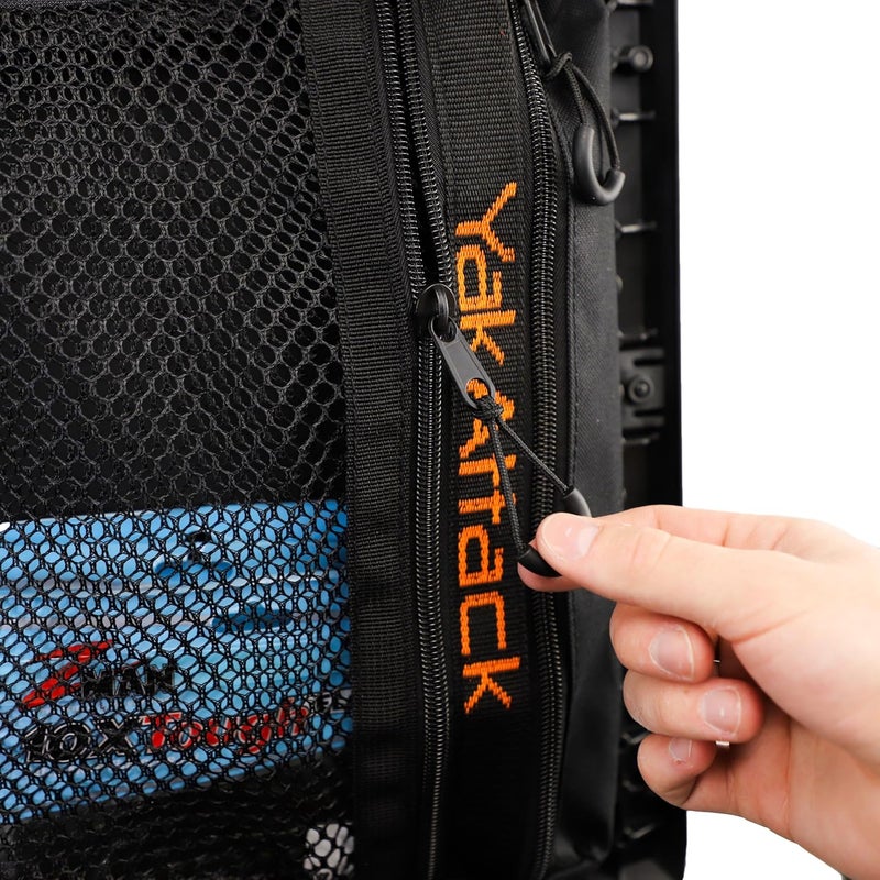 YakAttack 16" Dual Compartment Mesh Storage Bag | Compatible with BlackPak Pro & ShortStak Fishing Crates | Heavy-Duty Mesh with Two Zippered Compartments | Kayak Storage Accessories Organizer - Image 4